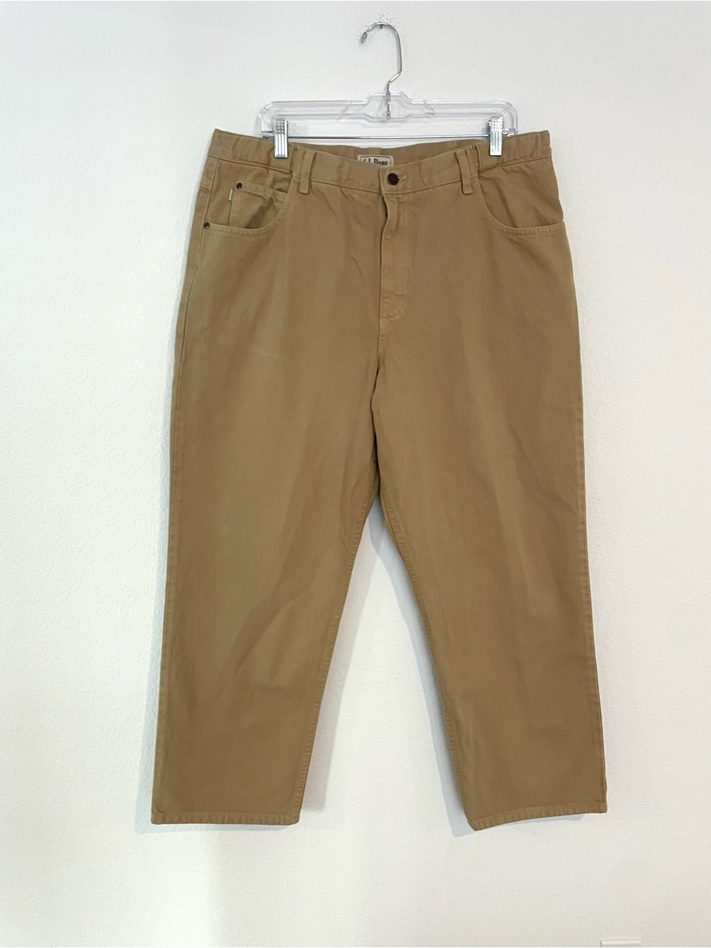 L.L. Bean Comfort Waist Cotton Men's 37x28 Relaxed Fit Khaki Jeans